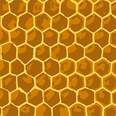 Honeycomb pattern with honey, freehand drawing