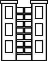 Simple line drawing of a modern multi storey building facade with windows, suitable for architectural and real estate projects