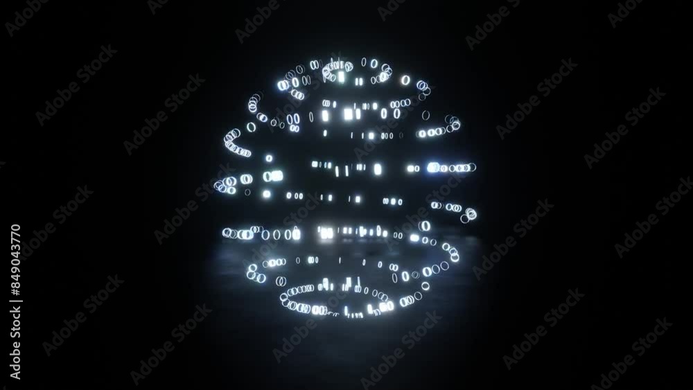 Fototapete abstract futuristic neon background with running glowing ascending sphere, loop animation