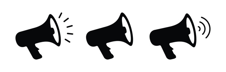 Megaphone vector icon Set, megaphone symbol with sound, Loudspeaker megaphone icons