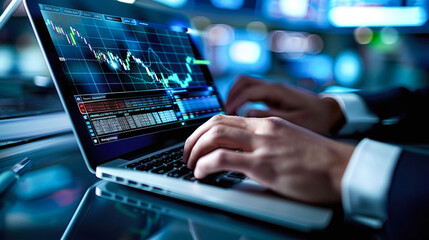 Obraz premium Person analyzing financial data on laptop