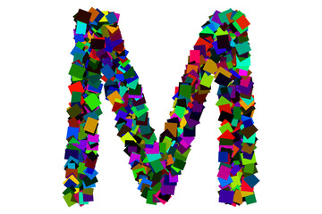 Colorful alphabet letter m for education concept
