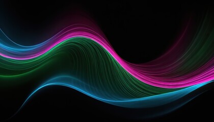 Fototapeta premium Simple abstract background with colorful neon wavy ribbons