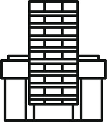 Simple line art icon of a modern building facade with geometric windows representing urban architecture