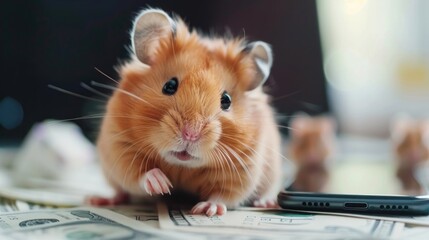 Hamster kombat game on cryptocurrency mining, concept of mini games on cryptocurrency earning