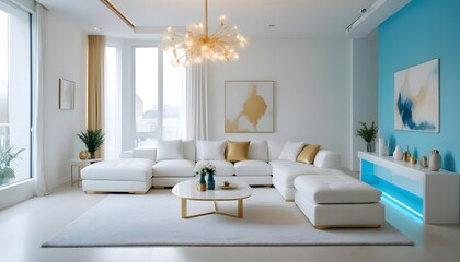white and gold theme modern interior