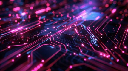 Futuristic ambiance created by intricate circuitry patterns on a minimalist background, capturing the essence of technological advancement.