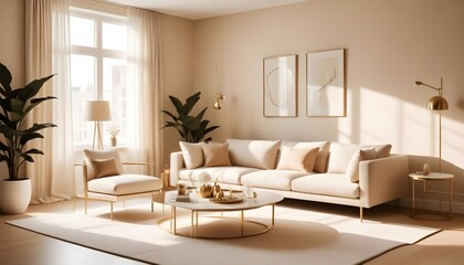 white and gold theme modern interior