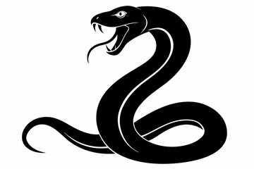 Fototapeta premium Snake Black Silhouette Vector on White Background,snake, animal, cartoon, vector, illustration, reptile, serpent, cobra, symbol, 2013, cute, fun, 