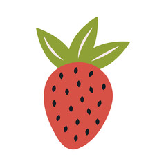 Strawberry in the style of nursery art. Hand drawn abstract fruit in boho style.