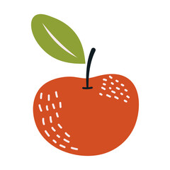 Apple in the style of nursery art. Hand drawn abstract fruit in boho style.