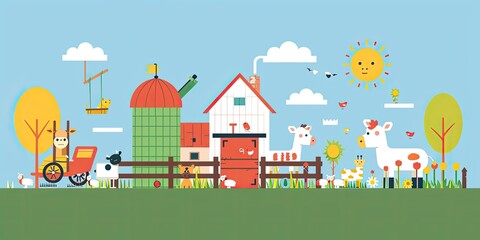 Fototapeta premium Clean and Modern Farm Illustration