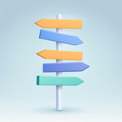 Signpost with different directions, 3D style