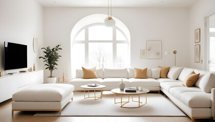 white and gold theme modern interior