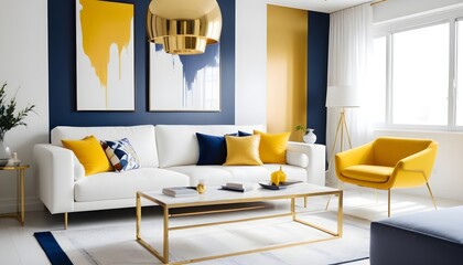 white and gold theme modern interior