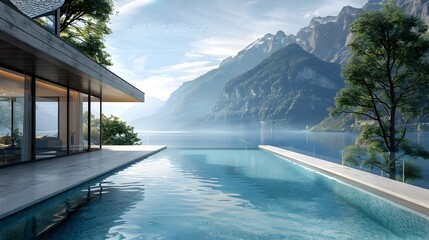 Luxurious Infinity Pool Overlooking Majestic Mountains and Serene Landscape