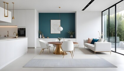 white and gold theme modern interior