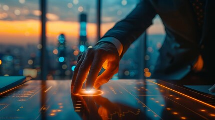 Businessman Interacting with Futuristic Technology