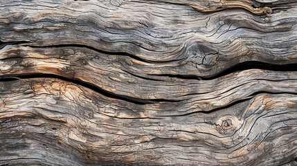 Close up of weathered wood texture with intricate lines and patterns, ideal for backgrounds or natural design elements.