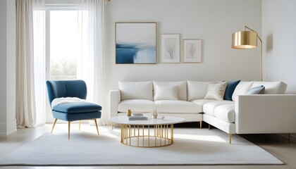 white and gold theme modern interior