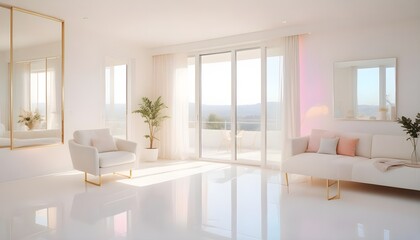 white and gold theme modern interior