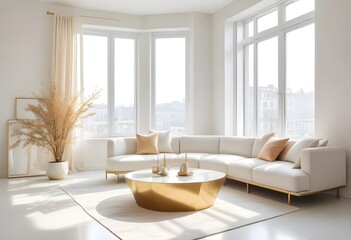 white and gold theme modern interior