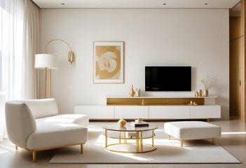 white and gold theme modern interior