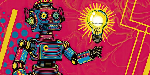 Colorful Abstract Village Landscape.