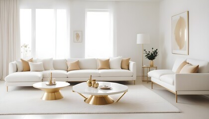 white and gold theme modern interior