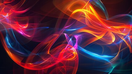 Obraz premium Neon-lit abstract swirls in red, blue, orange, and purple, abtstract background