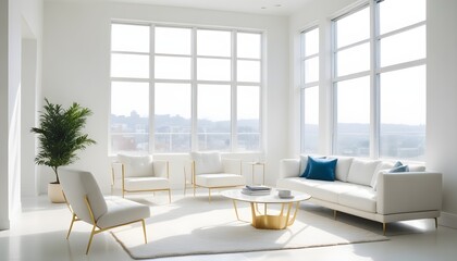 Fototapeta premium white and gold theme modern interior