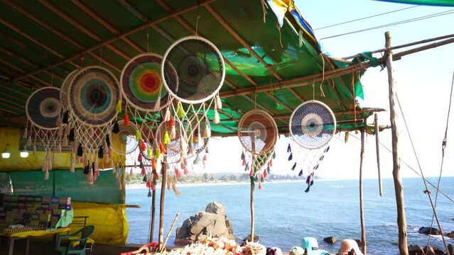 Dream catcher for sale as souvenir in Arambol flee market in Goa, India