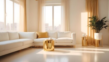 white and gold theme modern interior