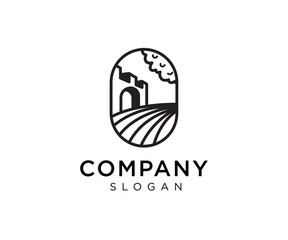 Castle property real estate building logo design. Tower castle illustration vector