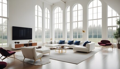white and gold theme modern interior