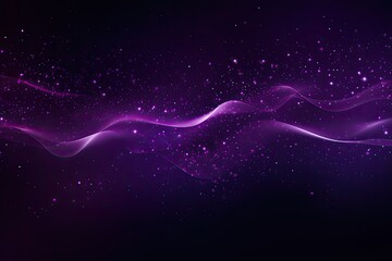 Digital purple particles wave and light abstract background with shining particles