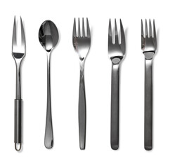 kitchen forks and spoon on white background
