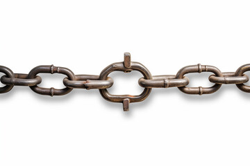 Obraz premium A stretched chain locked together by a strong metal padlock or just lock. It is served with the image a PNG with transparent background ready to be used in any creativity.
