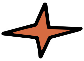 Orange Star Icon Isolated on a White Background. Red Flat Star Illustration.