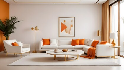 Fototapeta premium white and gold theme modern interior