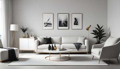 white and gold theme modern interior