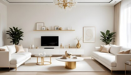 white and gold theme modern interior