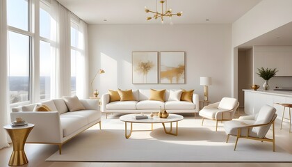 white and gold theme modern interior