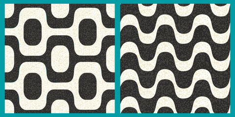 Ipanema sidewalk. Vector collection of seamless patterns
