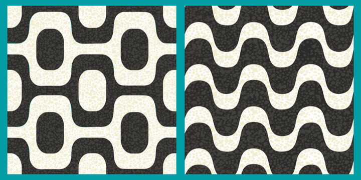 Ipanema sidewalk. Vector collection of seamless patterns