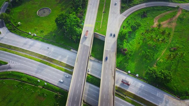 Bangalore City freeways Aerial View - Beautiful Aerial view of a nice road clover leaf junction, mysore road
