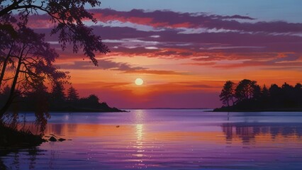 Great sunset horizon over the ocean