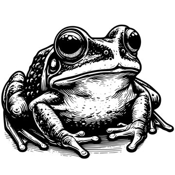black and white frog portrait clip art preview