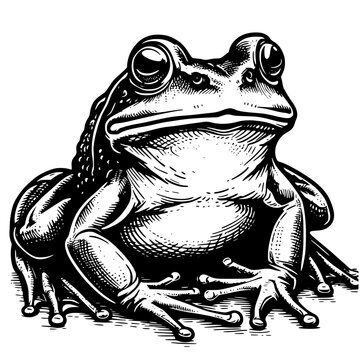 black and white frog sitting clip art preview