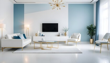 white and gold theme modern interior